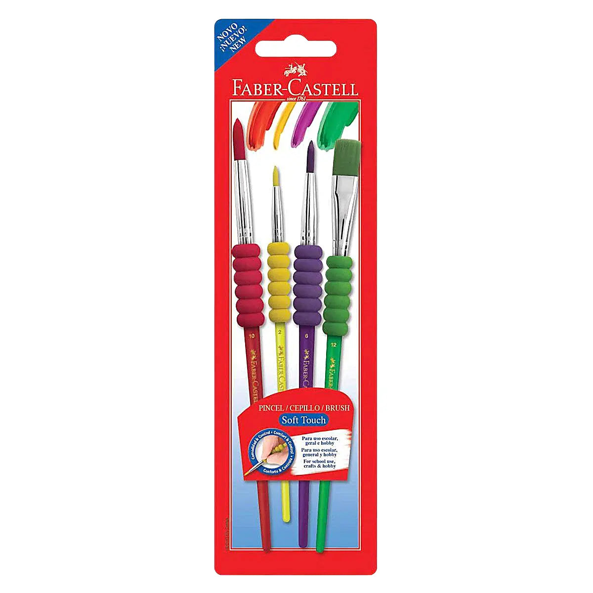Pinceles Sintéticos Faber Castell Eva Agarre Grip 4 Pz - Faber Castell - vista lateral