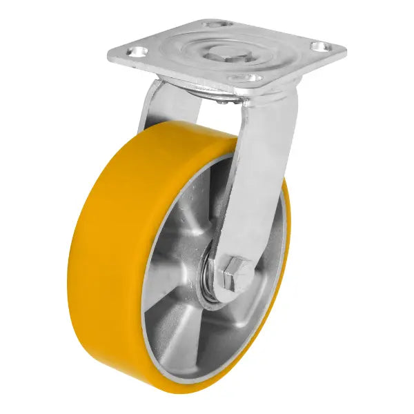 RODAJA ALUMINIO PU NARANJA GIRATORIA 6" - Dogotuls - vista lateral
