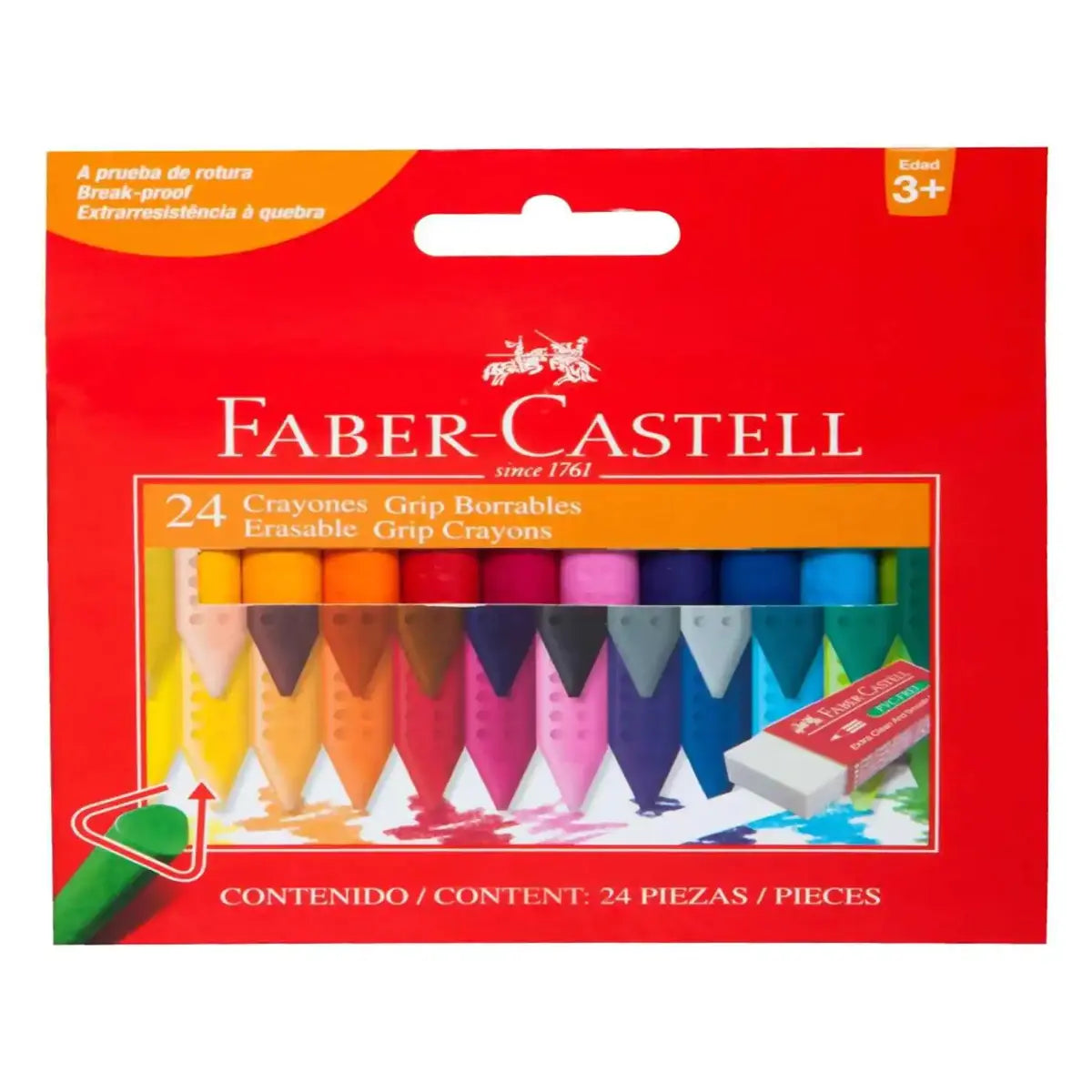 Crayones Borrable Faber Castell Grip Triangular 24 Pz - Faber Castell