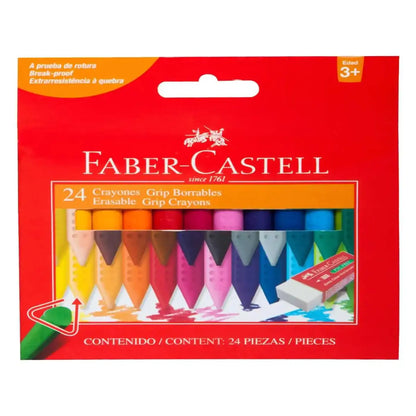 Crayones Borrable Faber Castell Grip Triangular 24 Pz - Faber Castell