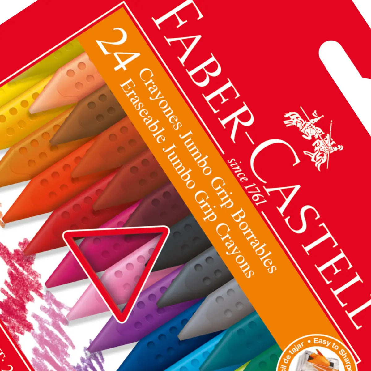 Crayones Jumbo Borrable Faber Castell Grip Triangular 24 Pz - Faber Castell - detalle