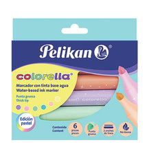 Plumones Plumin de Colores Pastel Pelikan Colorella 6 Piezas - Pelikan - vista lateral