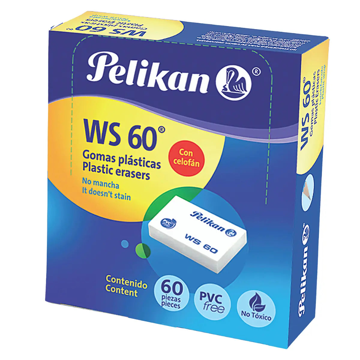 Gomas Plásticas Borrador Ws60 Blanca Pelikan 60 Piezas - Pelikan - contenido