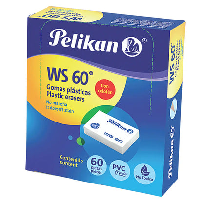 Gomas Plásticas Borrador Ws60 Blanca Pelikan 60 Piezas - Pelikan - contenido