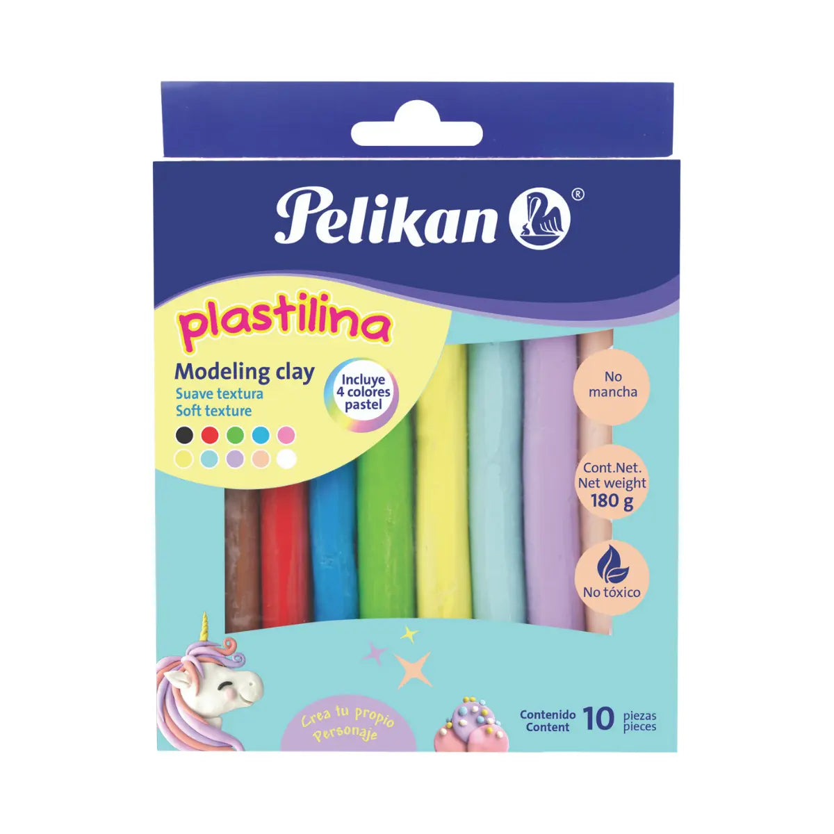 Barras de Plastilina Brillantes Colores Pastel Pelikan 10 Piezas - Pelikan - vista lateral