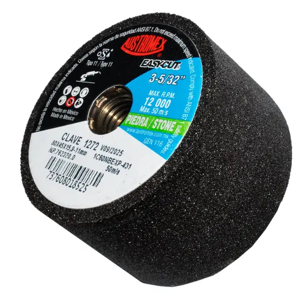 4 Copa abrasiva tipo R.T.11 grano 60 de 80 x 45 x 15.9-11 mm Austromex - Austrodiam