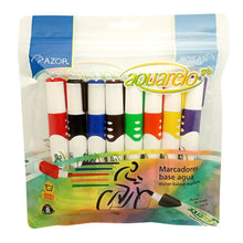 Marcadores Azor Base Agua Aquarelo Grip 8 Piezas - Azor - vista lateral