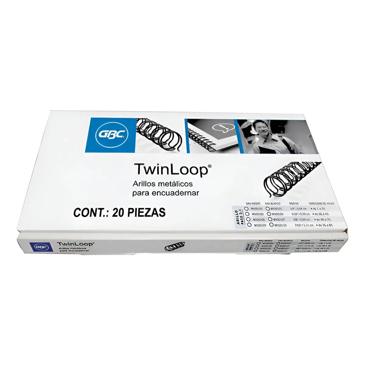 Arillo Metálico Twin Loop Negro 20 Pzs De 1/2 GBC - ACCO