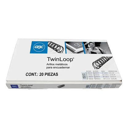 20 Arillos Metálicos Twinloop 9/16 120 Hojas Negro Paso 3:1 GBC - GBC - vista lateral