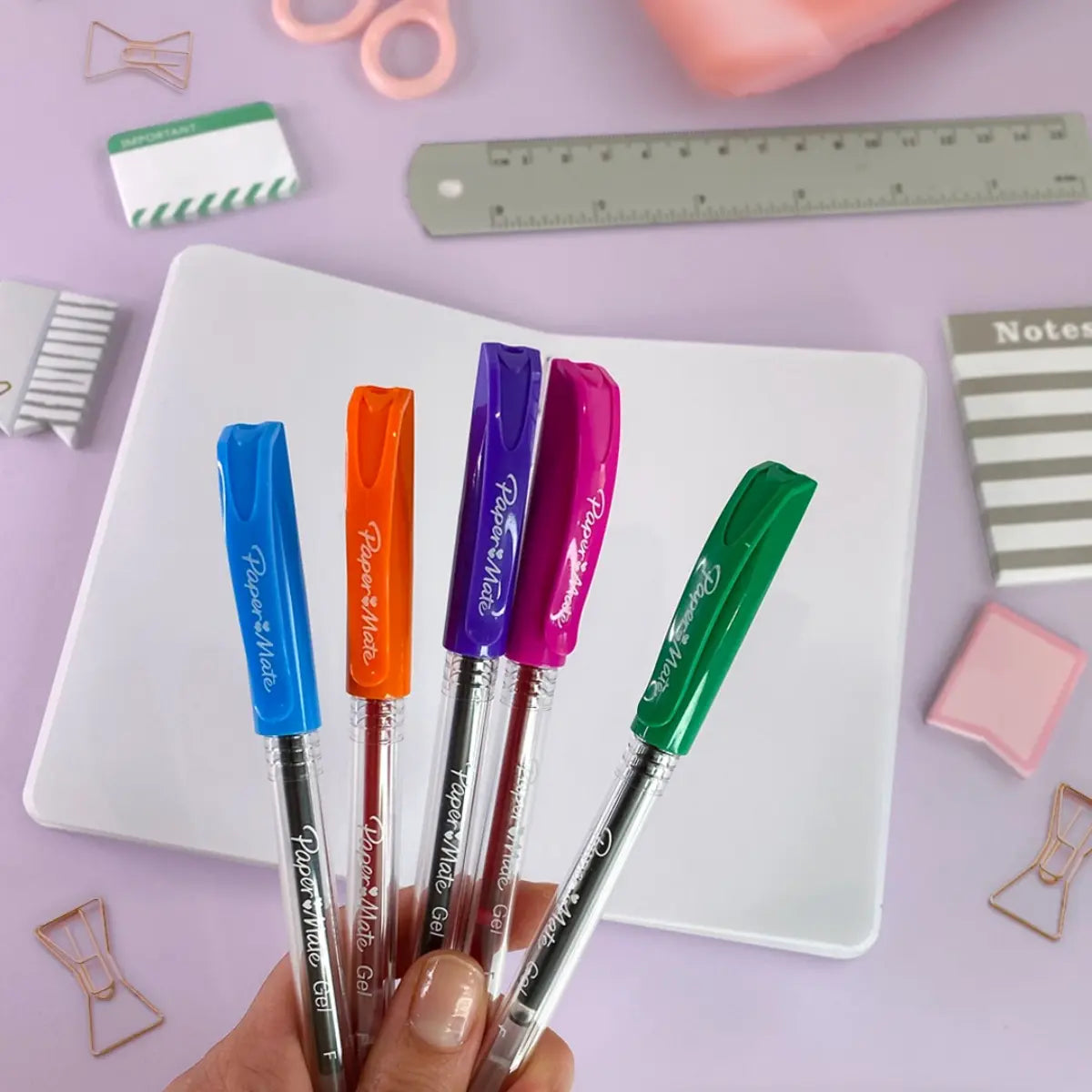 Plumas De Gel Paper Bolígrafos De Colores Mate Punto Fino 10 Piezas - Papermate - detalle