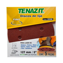 Paquete 5 Discos Lija Autoadherible G120 127mm Clave 2258 Temazit - Austrodiam - detalle