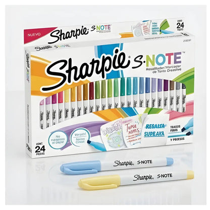 Marcatextos Sharpie S Note Punta Cincel Tonos Pastel 24 Piezas - Sharpie - accesorios