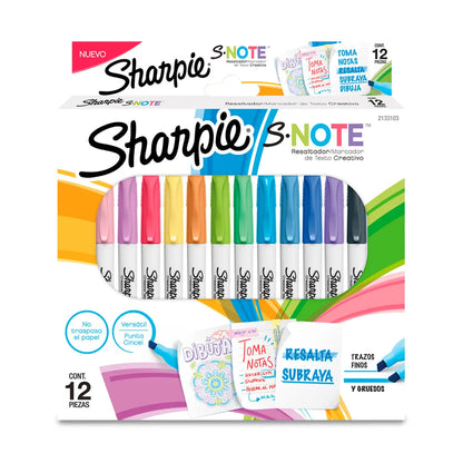 Marcatextos Sharpie S Note Punta Cincel Tonos Pastel 12 Piezas - Sharpie