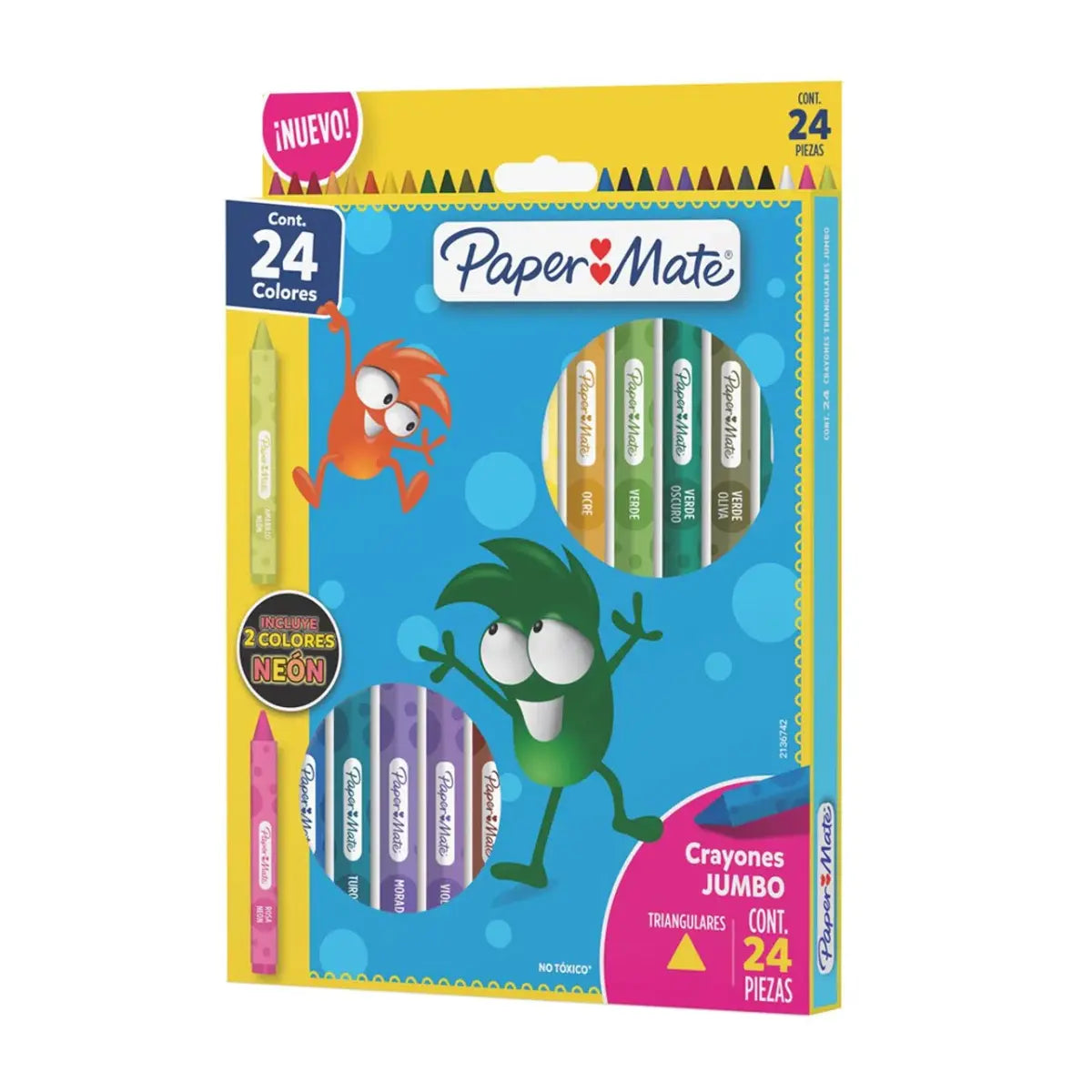 Crayones Jumbo Triangulares Paper Mate 24 Piezas - Papermate - vista lateral