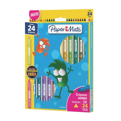 Crayones Jumbo Triangulares Paper Mate 24 Piezas - Papermate - vista lateral