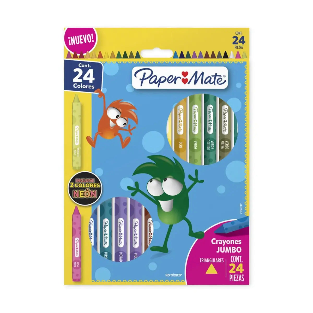 Crayones Jumbo Triangulares Paper Mate 24 Piezas - Papermate - empaque