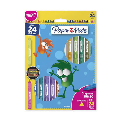 Crayones Jumbo Triangulares Paper Mate 24 Piezas - Papermate - empaque