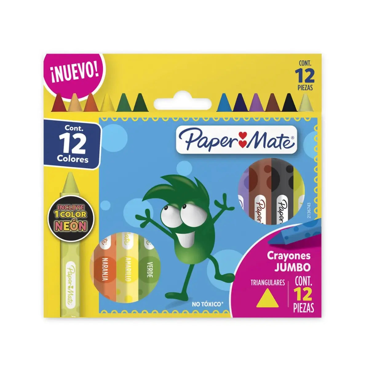 Crayones Jumbo Triangulares Paper Mate Extra Grueso 12 Piezas - Papermate