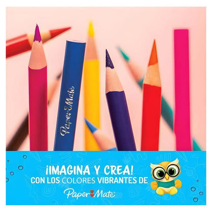 12 Lápices Colores Paper Mate Redondos Unipunta - Papermate - empaque