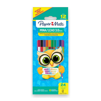 12 Lápices Colores Paper Mate Redondos Doble Punta 24 Colores - Papermate