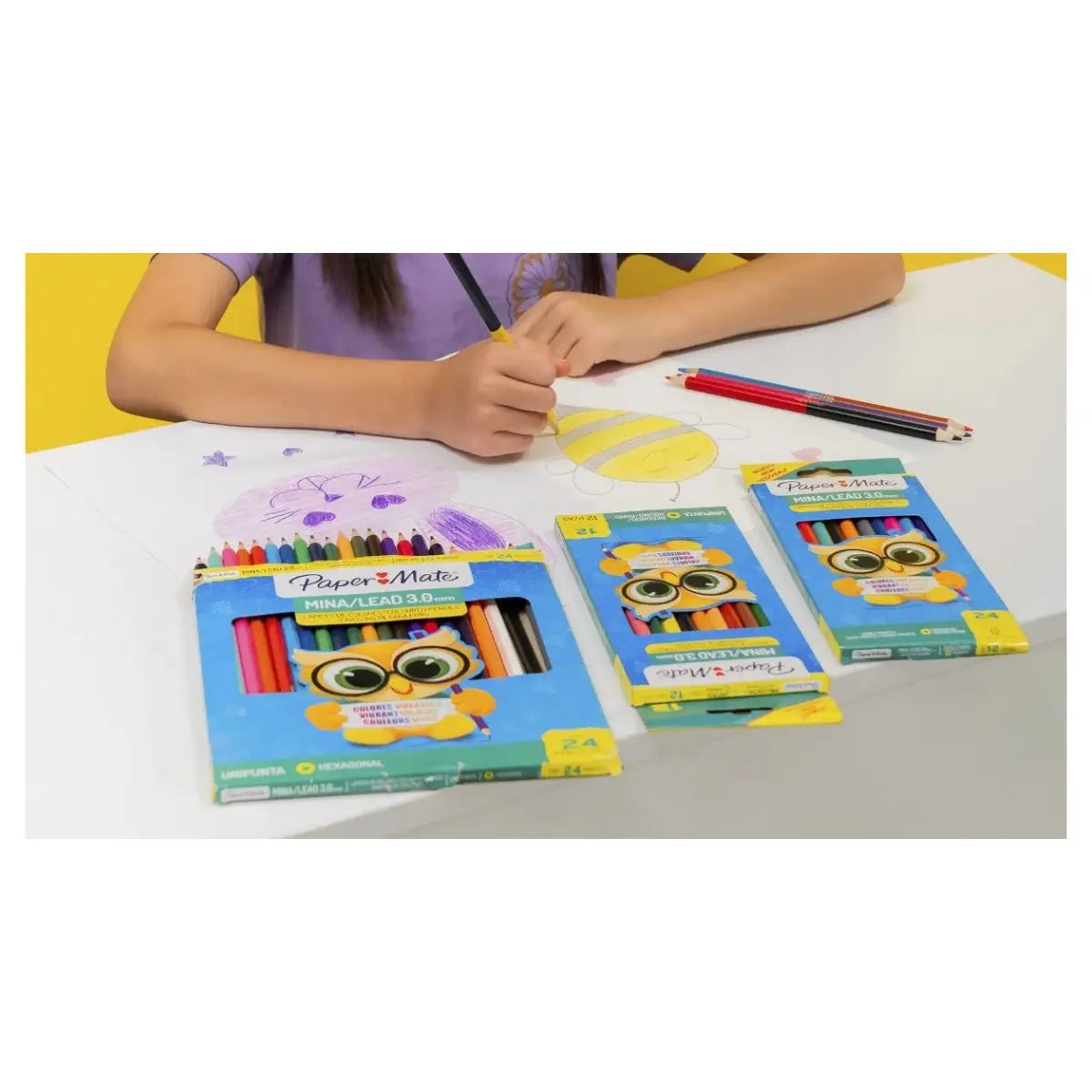 12 Lápices Colores Paper Mate Redondos Doble Punta 24 Colores - Papermate - empaque