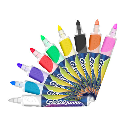 Marcadores Azor Vidrio Cristal Aquarelo Glass Junior 8 Piezas - Azor - vista trasera