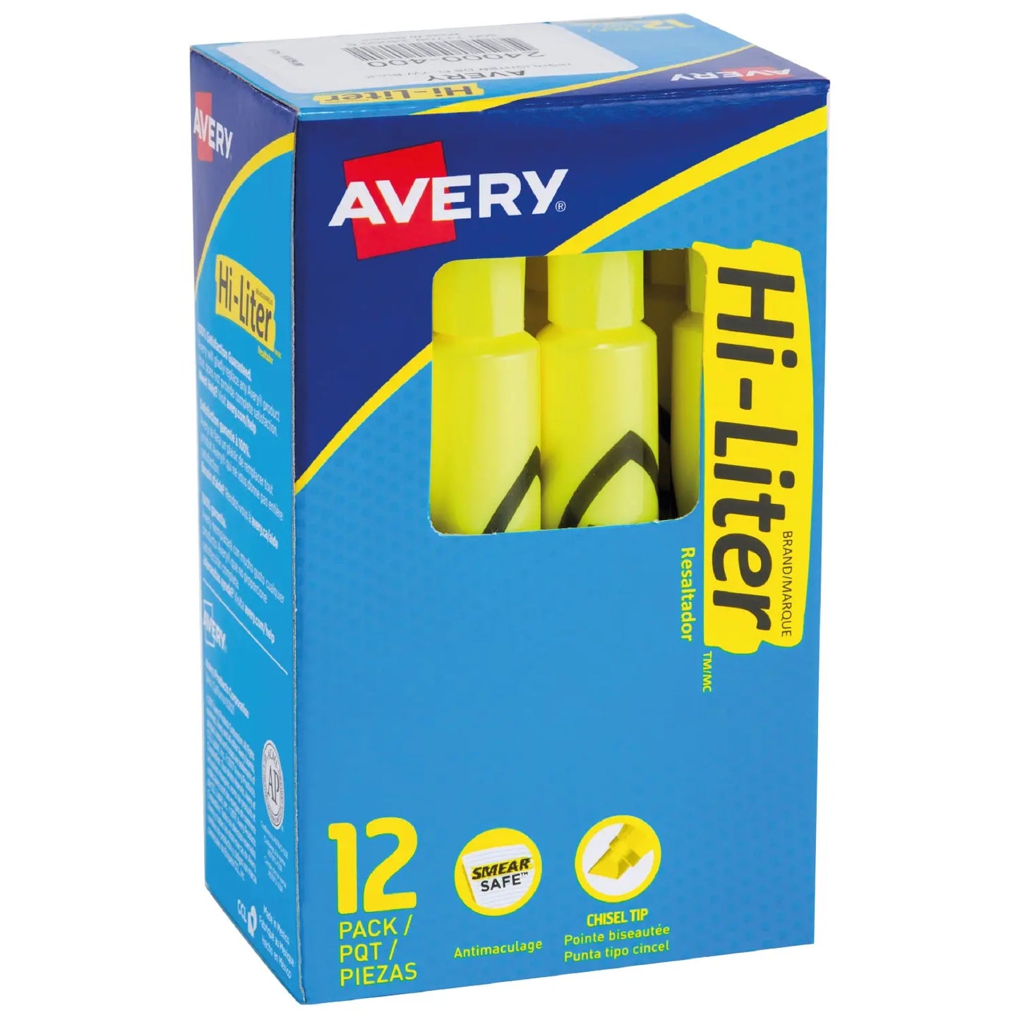 12 Marcatextos Plumon Resaltdor Avery Neon Fluorescentes Amarillo Fluorescente - Avery