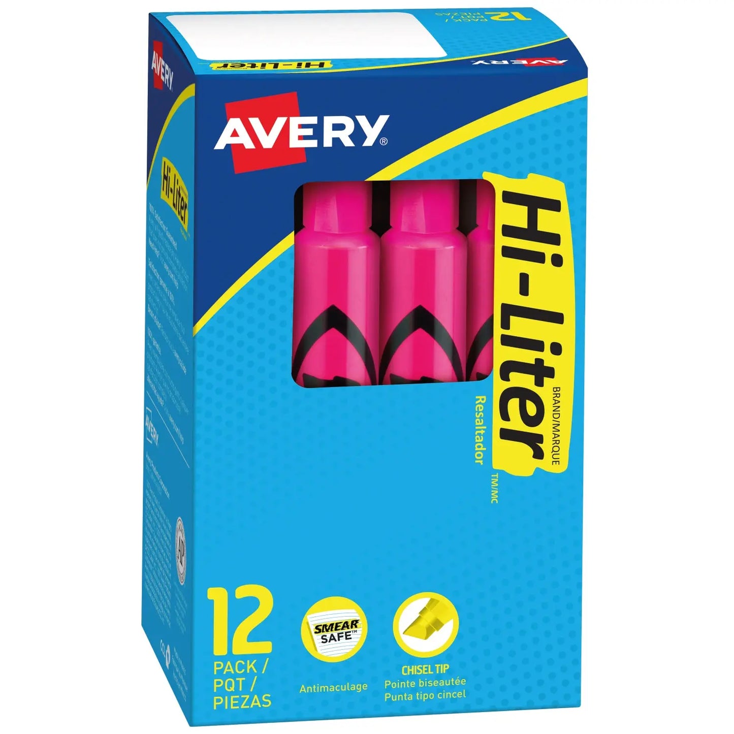 12 Marcatextos Plumon Resaltdor Avery Neon Fluorescentes Rosa Fluorescente - Avery