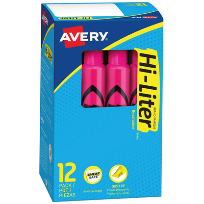 12 Marcatextos Plumon Resaltdor Avery Neon Fluorescentes Rosa Fluorescente - Avery