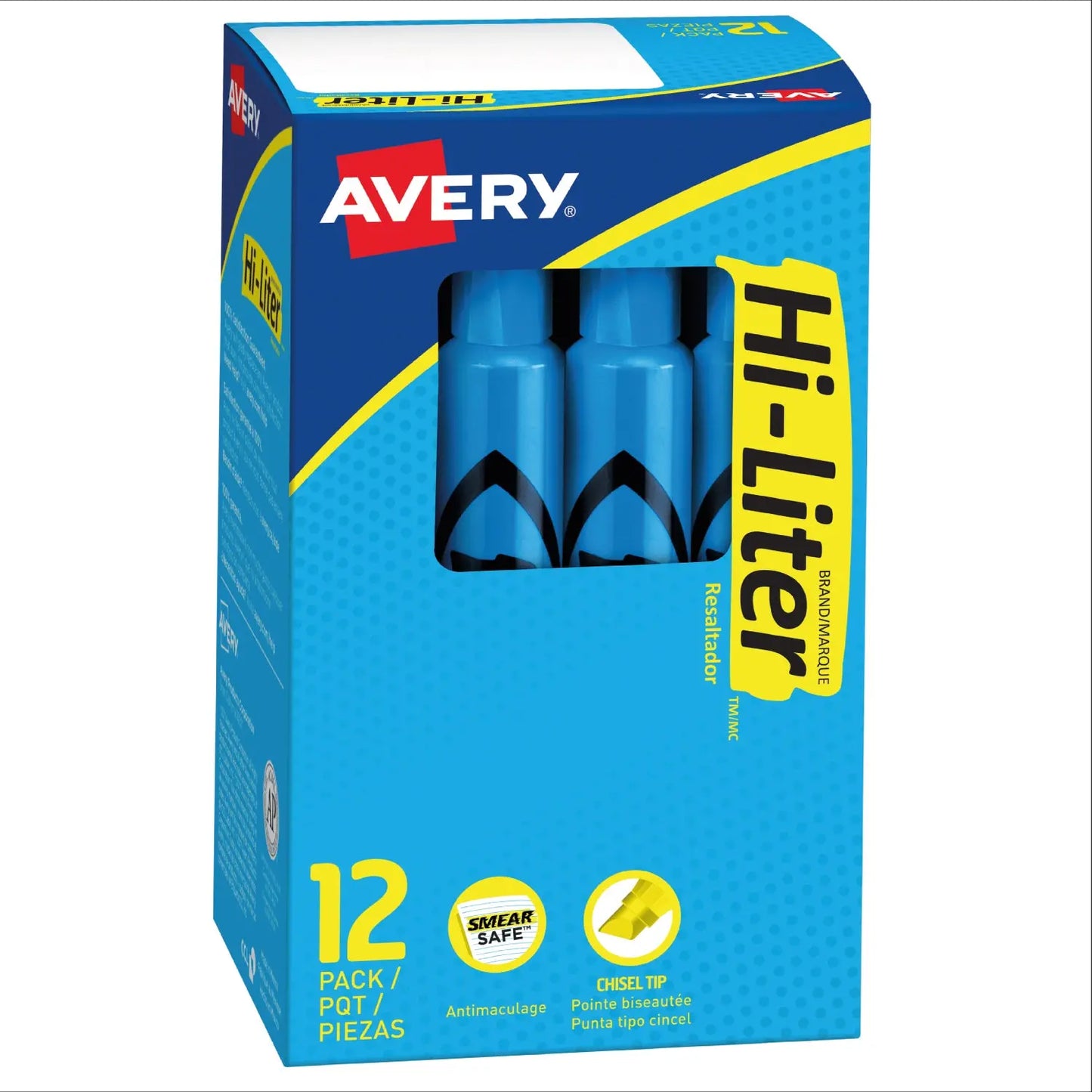12 Marcatextos Plumon Resaltdor Avery Neon Fluorescentes Azul Fluorescente - Avery
