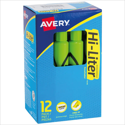12 Marcatextos Plumon Resaltdor Avery Neon Fluorescentes Verde Fluorescente - Avery