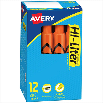 12 Marcatextos Plumon Resaltdor Avery Neon Fluorescentes Naranja Fluorescente - Avery