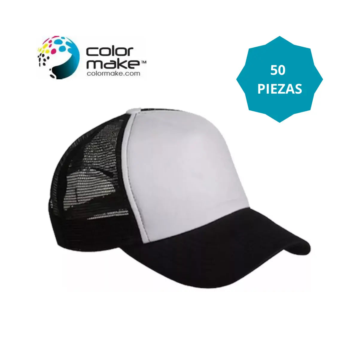 50 Pzas Gorra Sublimar Sublimacion Color Make Trucker Negro - ColorMake