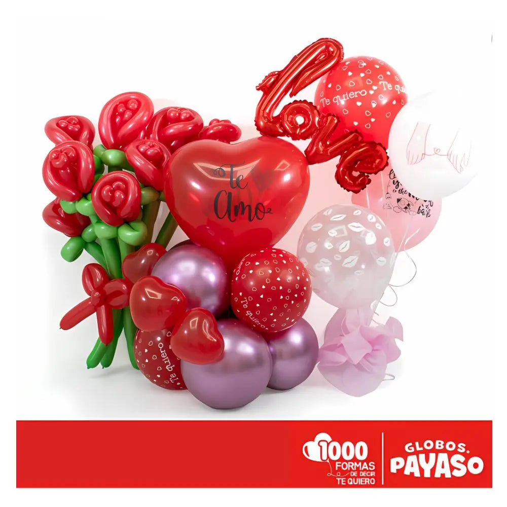 50pz Globos Payaso San Valentin Corazon N° H-10 Rosa - GLOBO PAYASO - vista lateral