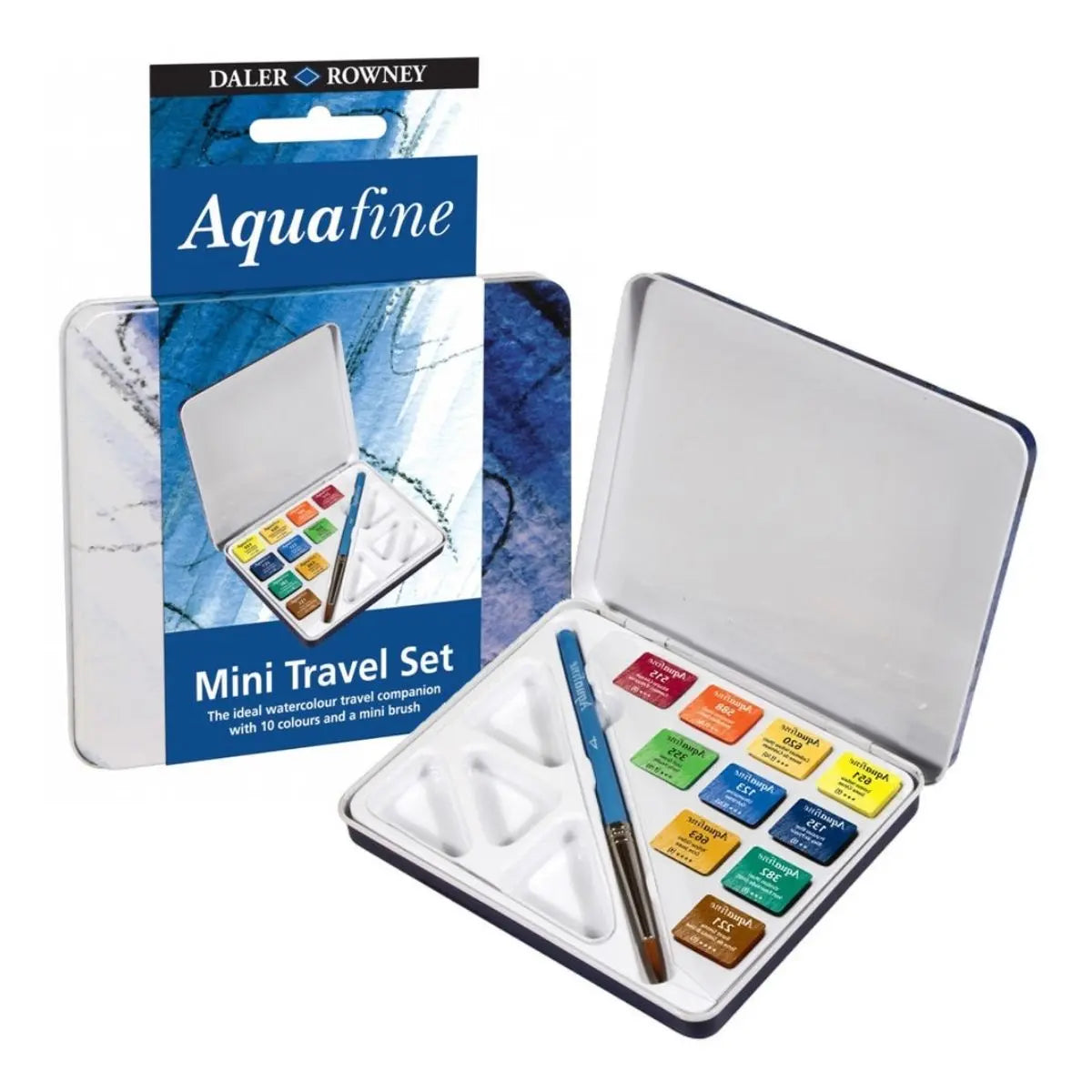 Set 10 Acuarelas Daler Rowney Aquafine Pastilla Estuche Mini - daler rowney - vista lateral