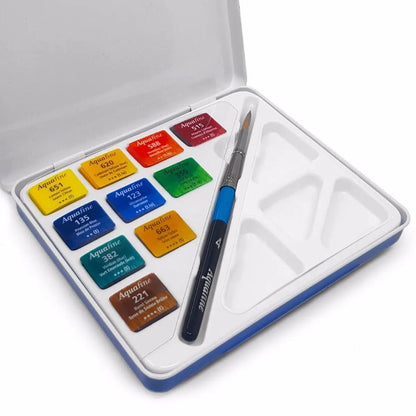 Set 10 Acuarelas Daler Rowney Aquafine Pastilla Estuche Mini - daler rowney