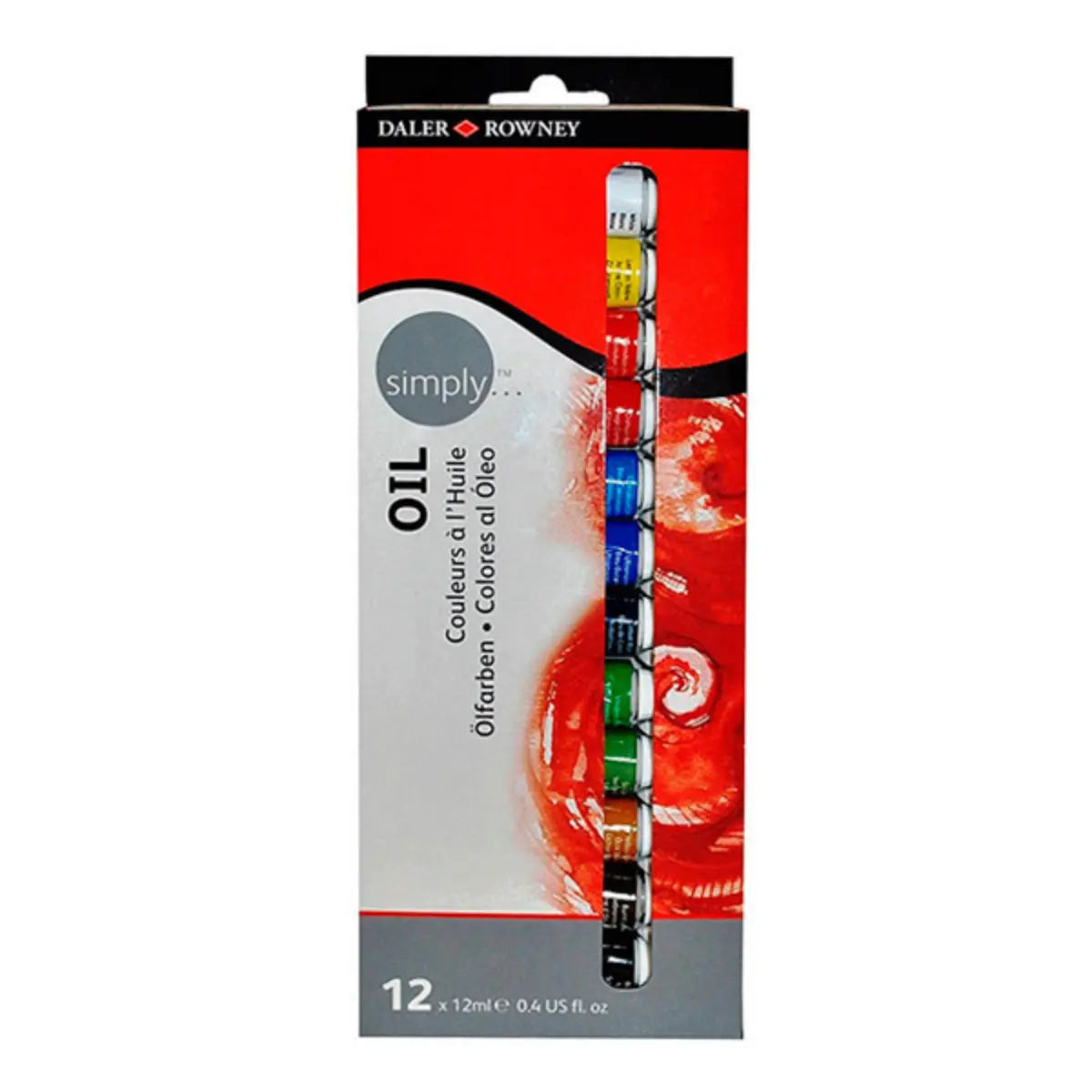 Set 12 Pinturas Óleo Tubo Estuche Daler Rowney Simply 12ml - daler rowney - vista lateral