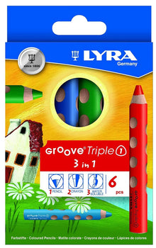 Lápices De Colores Acuarelable Lyra Groove Triple One Set 6 Piezas - lyra - vista lateral
