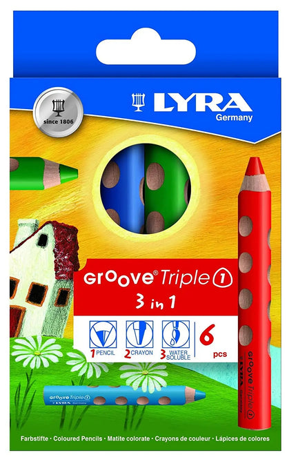 Lápices De Colores Acuarelable Lyra Groove Triple One Set 6 Piezas - lyra - vista lateral