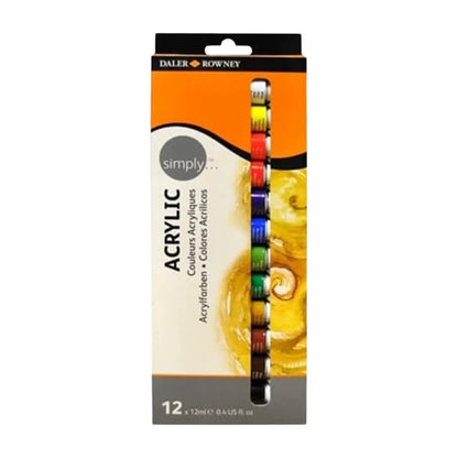 Pintura Acrílica Tubo Daler Rowney Simply 12 Colores 12ml - daler rowney - vista lateral