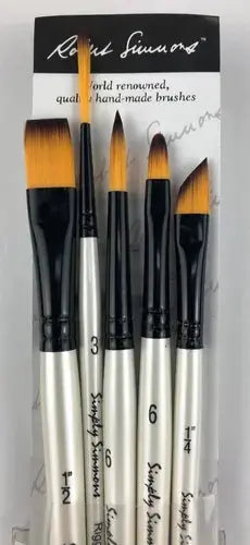 Pinceles Daler Rowney Simply Simmons Acuarela Acrílico Set 5 Piezas - Daler Rowney - detalle