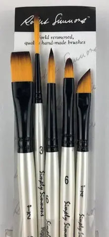 Pinceles Daler Rowney Simply Simmons Acuarela Acrílico Set 5 Piezas - Daler Rowney - detalle