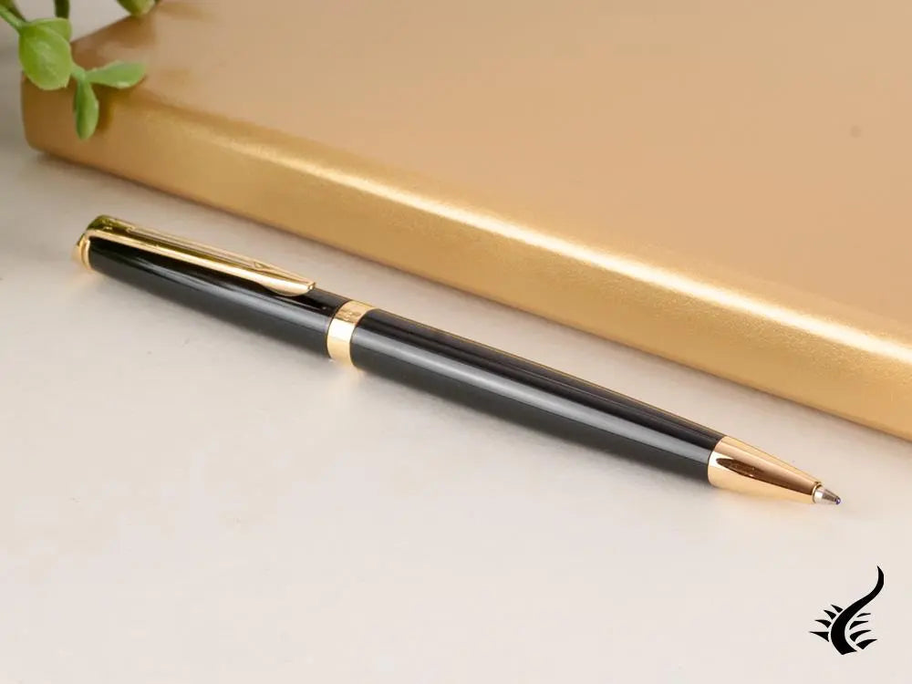Pluma Rollerball Waterman Hemisphere Laca Negra Adornos Oro - Waterman - accesorios