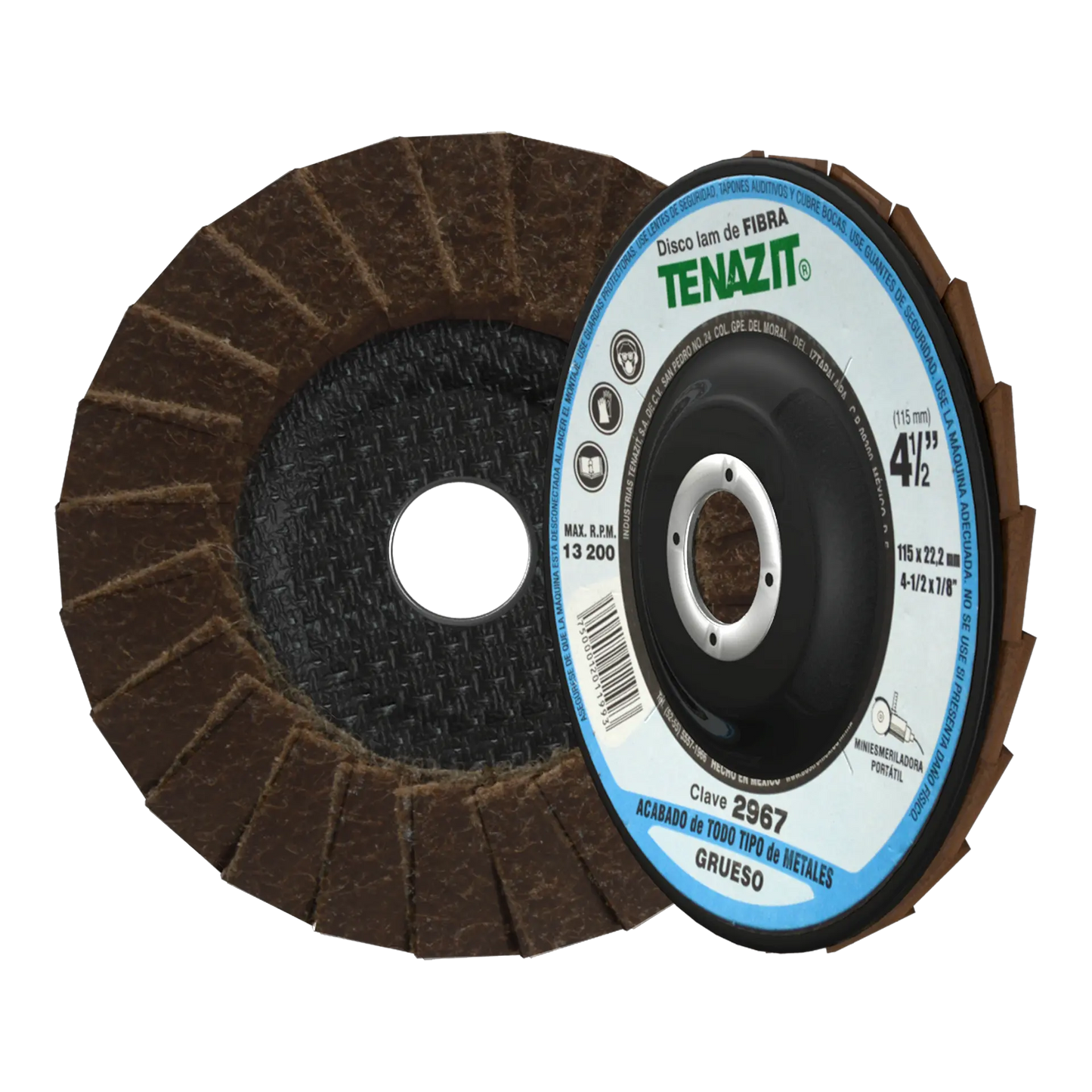 Disco laminado Tenazit tipo LAM-FIBRA grano grueso de 115 x 22.23 mm CAFÉ - Austrodiam
