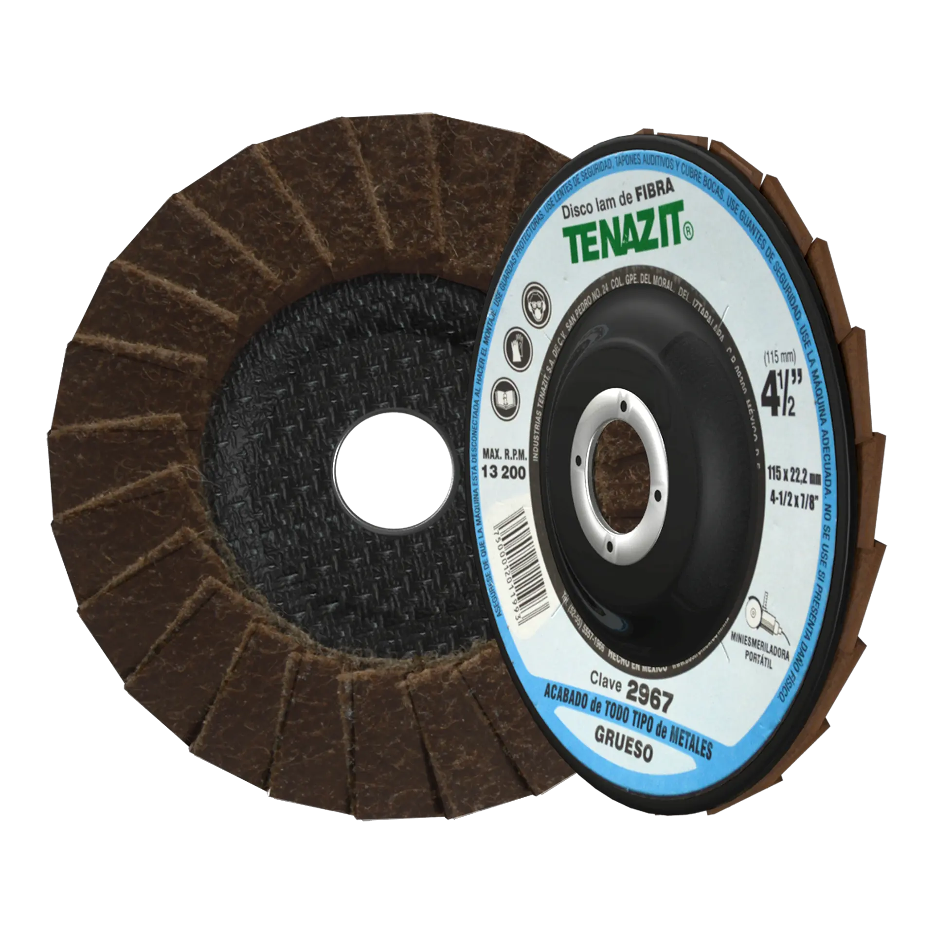 Disco laminado Tenazit tipo LAM-FIBRA grano grueso de 115 x 22.23 mm CAFÉ - Austrodiam