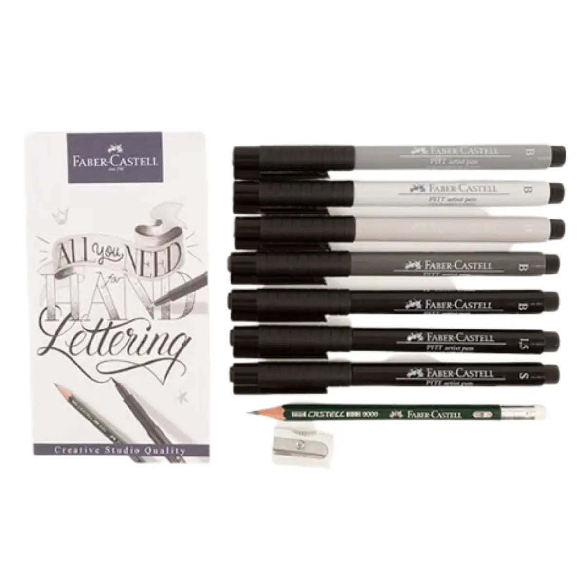 Faber-Castell Pitt Artist Pen Hand Lettering For Beginners Set - Hand Lettering 101 with 7 Pitt Lettering Pens - Faber Castell - vista lateral