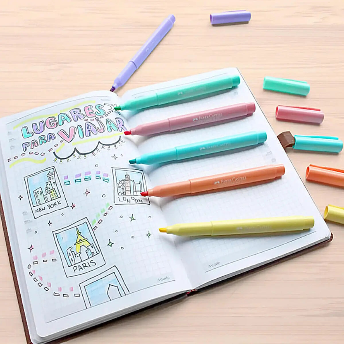 Marcatextos Pastel Delgado Faber Castell Textiliner Plus 6 Pz - Faber Castell - accesorios