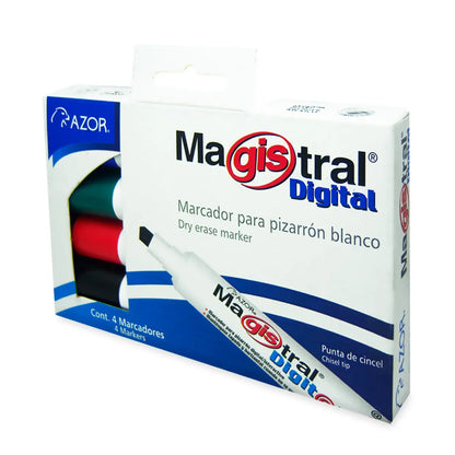 Marcadores Azor para Pizarrón Blanco 6mm Magistral Digital 4 Piezas - Azor - empaque