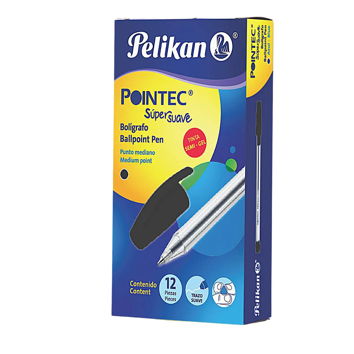 Bolígrafos Pluma Pelikan Mediano Semi Gel Pointec 12 Piezas Negro - Pelikan