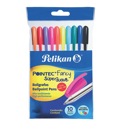 Plumas Bolígrafos Colores Semi Gel Pelikan Pointec Fancy 10 Piezas - Pelikan - vista lateral